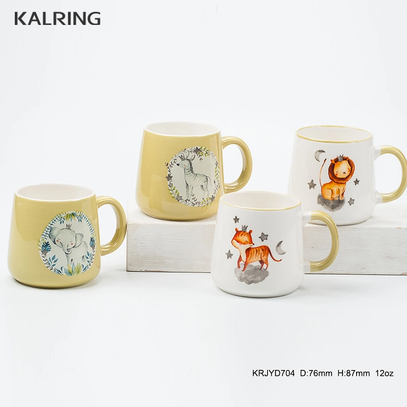 Ceramic Mug 8&prime; Palte Cup and Saucer with Color Glaze with Animal Design as Dinner Set