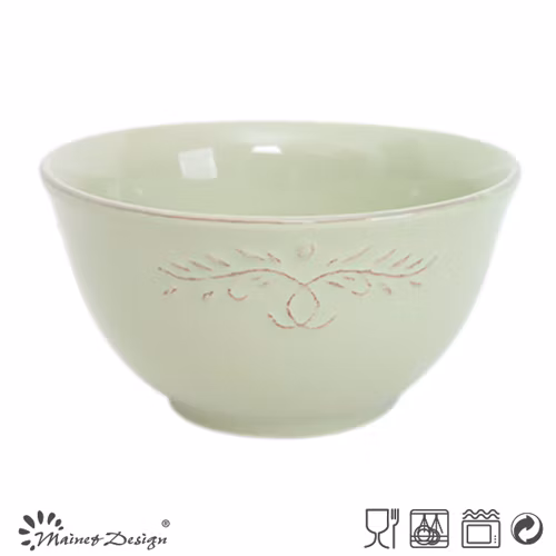 Hot Selling Ceramic Round Shoup Bowl with Different Flower Decor