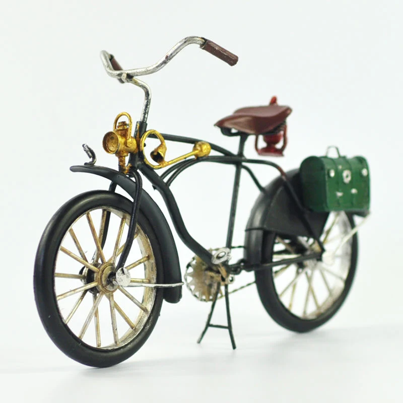 Handmade Artificial Metal Craft Antique Bike Toy Vintage Metal Ornamental Decoration for Home Pub Office