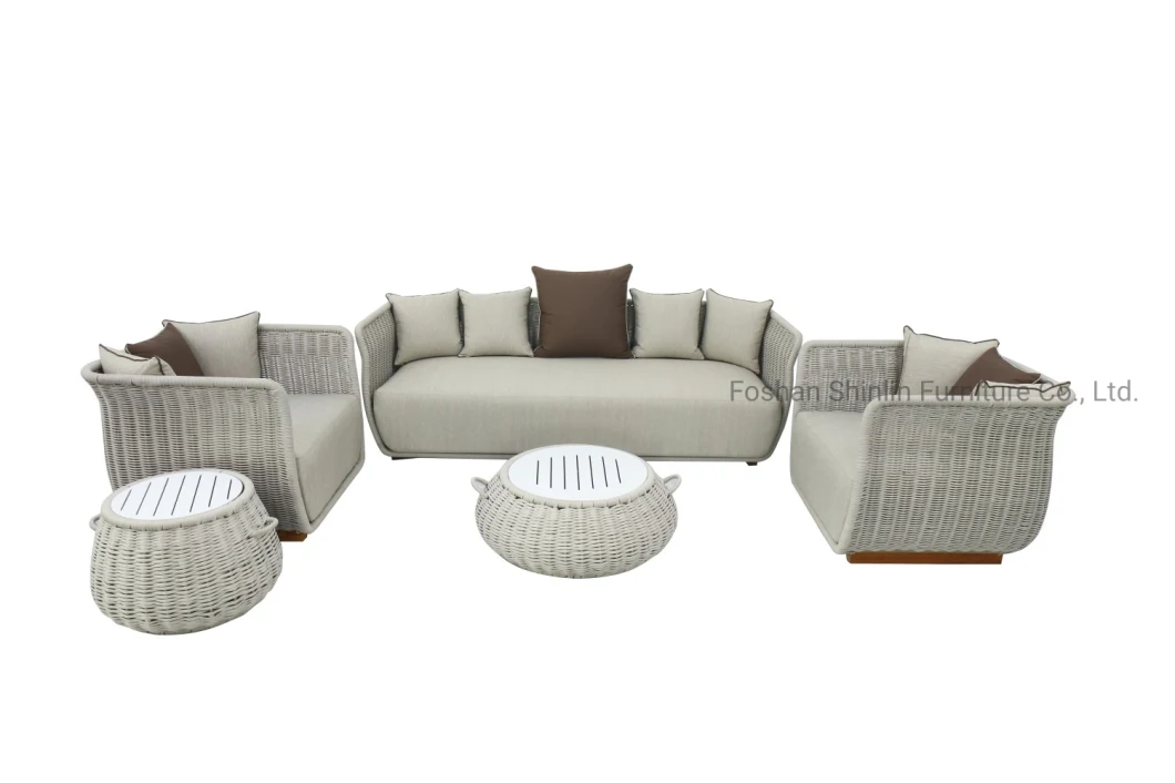 High-End Rope Weaving Garden Aluminum Sofa Set with Coffee Table