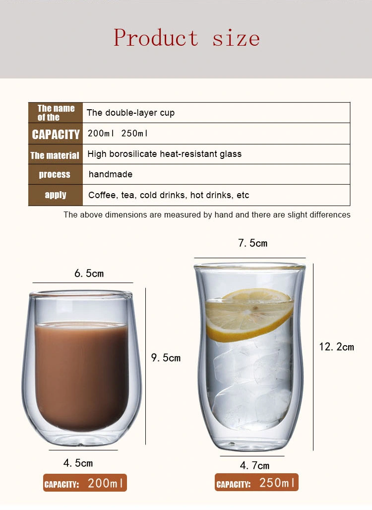 Glassware Coffee Glass Cups Clear Borosilicate Double Wall Glass Coffee Tea Mugs