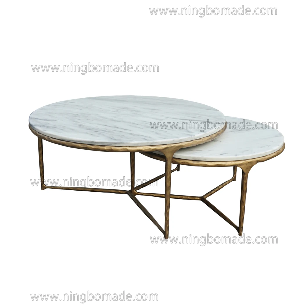 Metal Forged Coffee Table Set with Italian Nature Marble Top