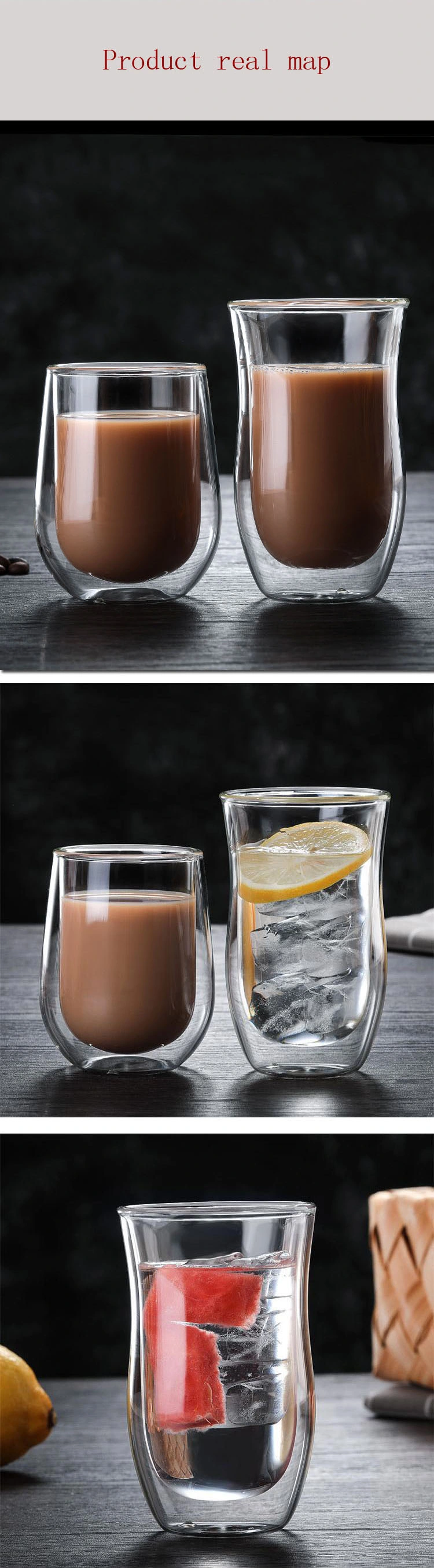 Glassware Coffee Glass Cups Clear Borosilicate Double Wall Glass Coffee Tea Mugs