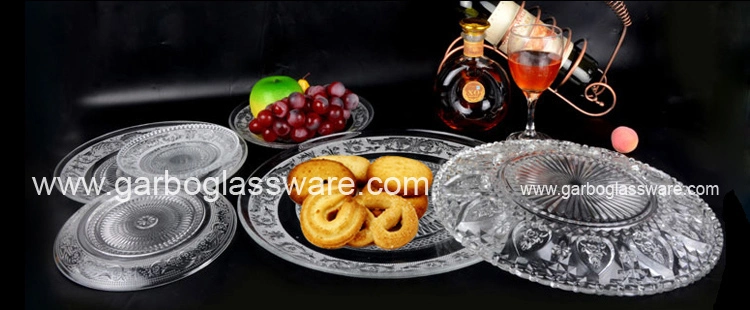 Gift Mail Order 5.5inch Clear Flower Unique Shape Glass Charger Plate with Gold Rim Dinner Flat Creative Plate