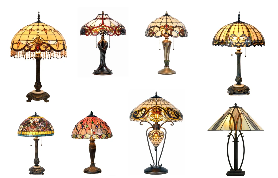Tiffany 16&quot; Floral &amp; Dragonfly Table Lamp G161461- 1e/A1497K046 (Dia. 42*64cm) New Hot Selling Tiffany Shape Vintage Brass Table Lamp Indoor Decoration Adju