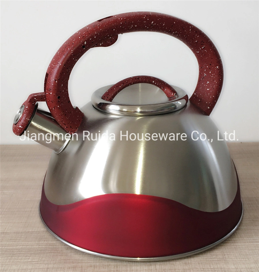 Stainless Steel Kitchenware Set on TV Selling 3.0 Liter Stainless Steel Tea Kettle in Silicon Handle and Ss Handles