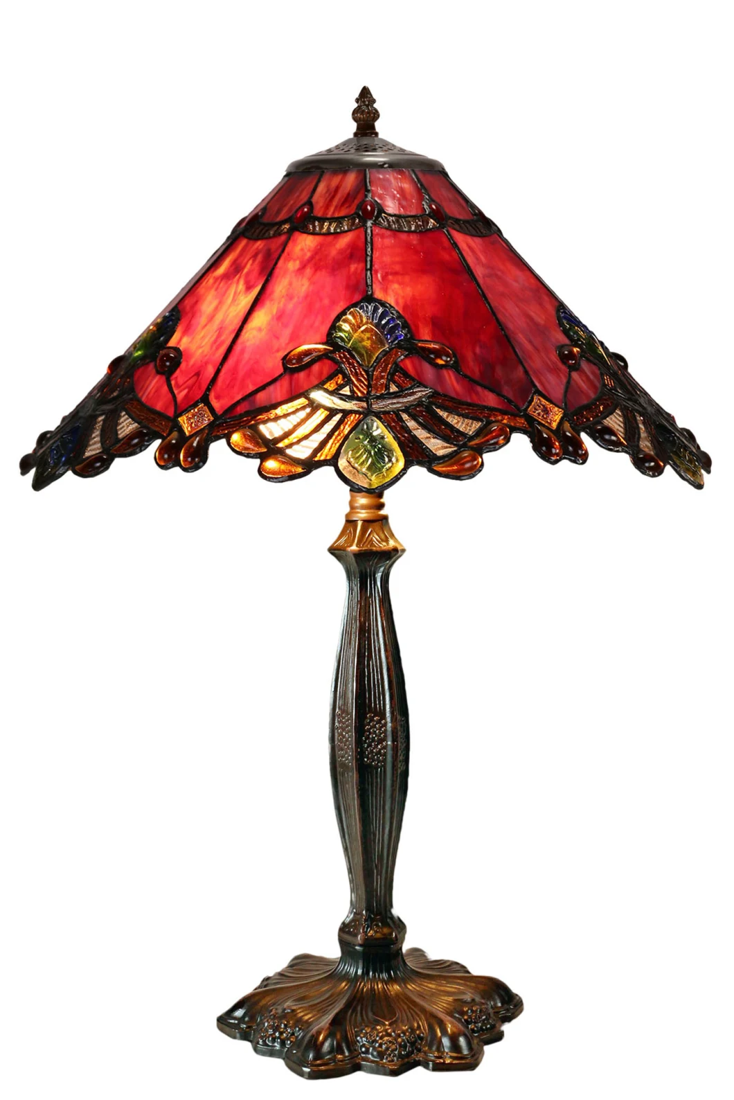 Tiffany 17&quot; Diameter Table Lamp W/Metal Base Nsc172125- N069L New Hot Selling Tiffany Shape Vintage Brass Table Lamp Indoor Decoration Adjust Desk