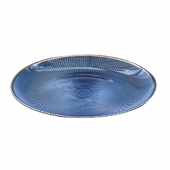 Creative Ins Glass Plate with Golden Rim for Fruit Salad Dessert Steak Round Western Food Plate Dinnerware Glassware