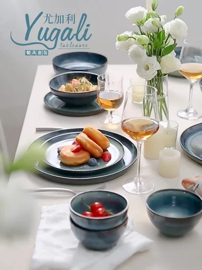 Stoneware Household Nordic Light Luxury Reactive Glaze Ceramic Kitcenware Dinnerware Set