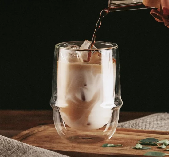 Handmade Double Wall Insulated Borosilicate Coffee Glass Cup Set for Tea Beverage Espresso