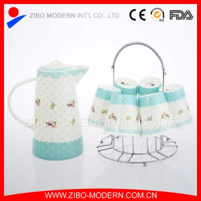 White Bone China Ceramic Tea Pot and Mug Set