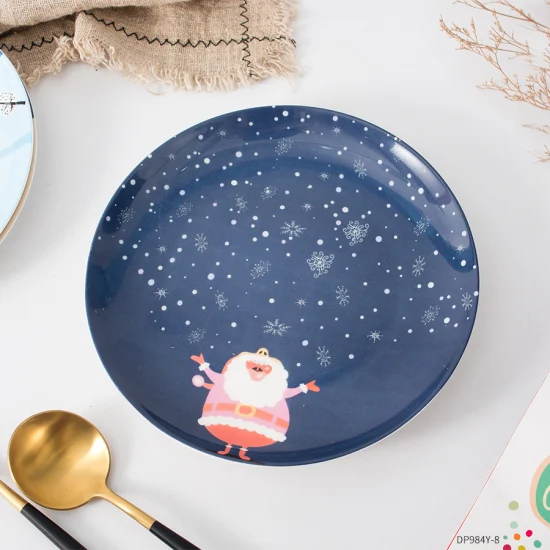 Christmas Theme Lovely Ceramic Tableware Home Breakfast Fruit Cake Plate High Value Coffee Cup Home Cup and Saucer